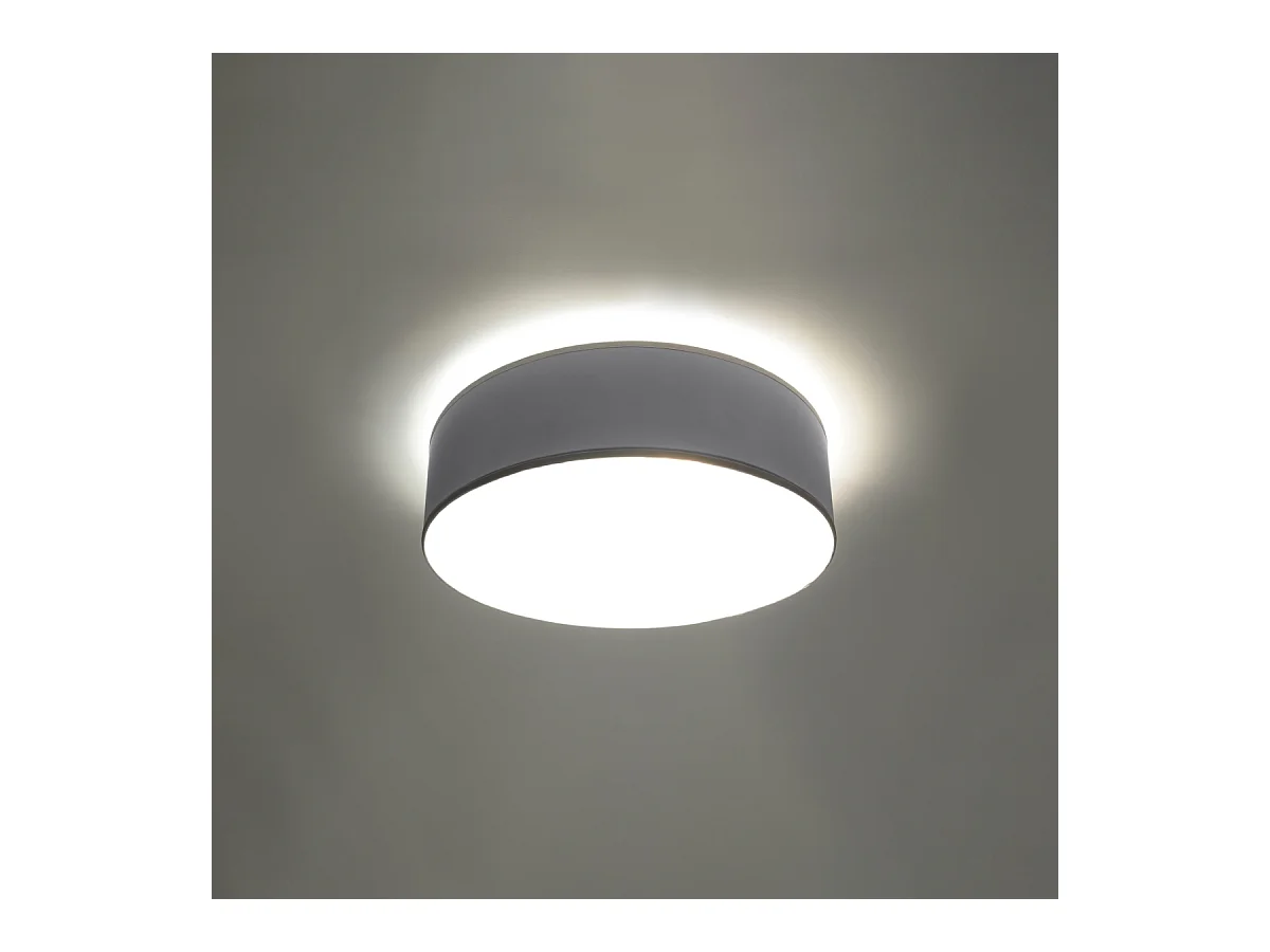 Plafonniers Cercle minimaliste en PVC - 2 sources lumineuses 4000K - L.35 x H.11 cm - gris
