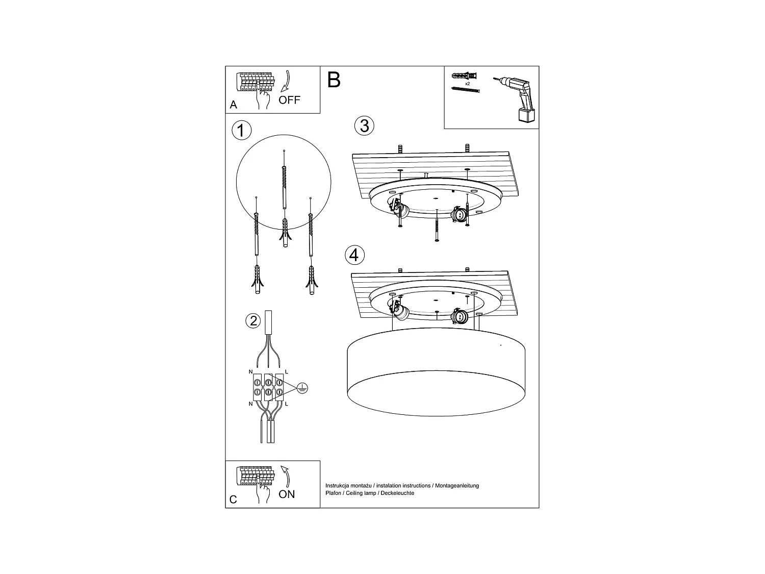Plafonniers Cercle minimaliste en PVC - 2 sources lumineuses 4000K - L.35 x H.11 cm - gris