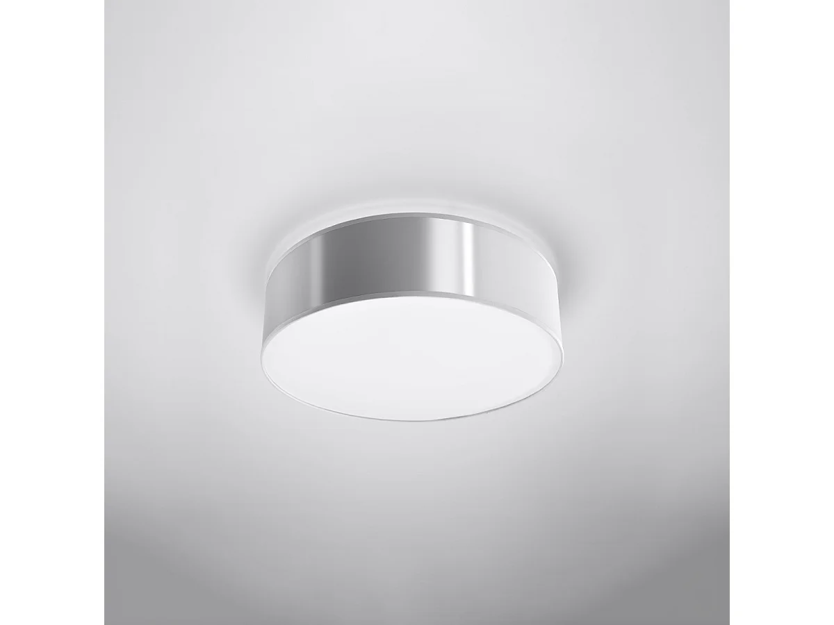 Plafonniers Cercle minimaliste en PVC - 2 sources lumineuses 4000K - L.35 x H.11 cm - gris