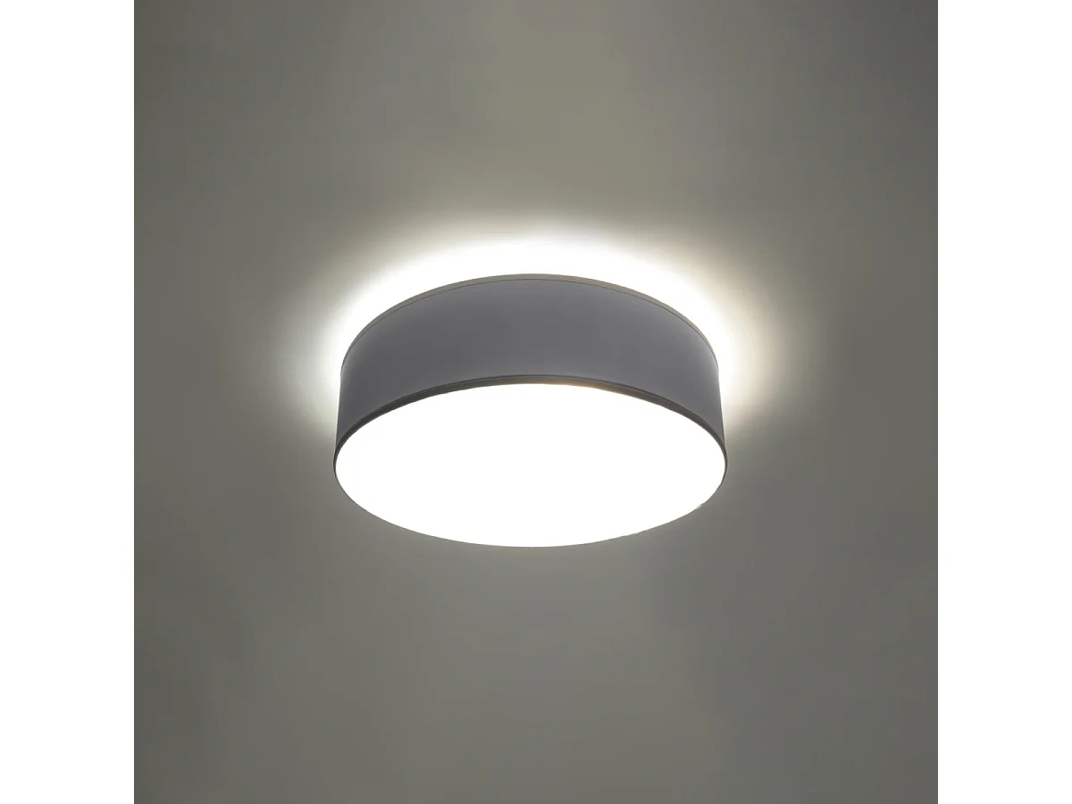 Plafonniers Cercle minimaliste en PVC - 2 sources lumineuses 4000K - L.35 x H.11 cm - gris