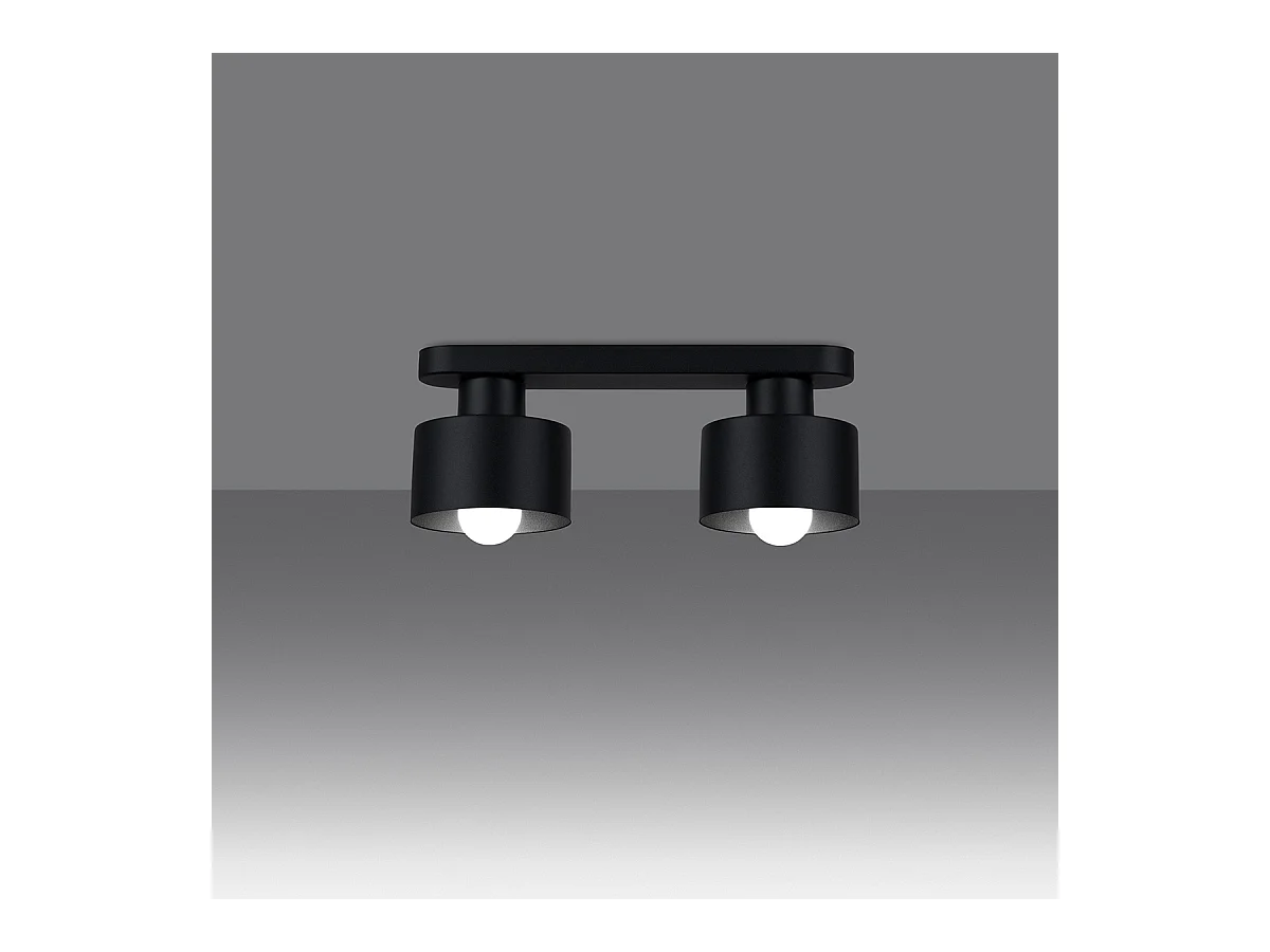 Plafondlampen Zavros modern van  - 2 lichtbronnen 4000K - L.34 x H.13 cm - zwart