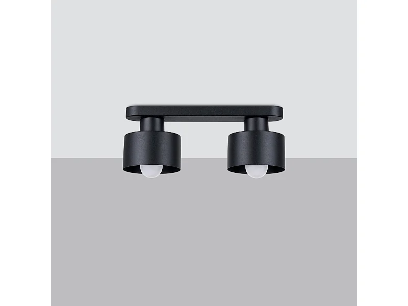 Plafonniers Zavros moderne en acier - 2 sources lumineuses 4000K - L.34 x H.13 cm - noir