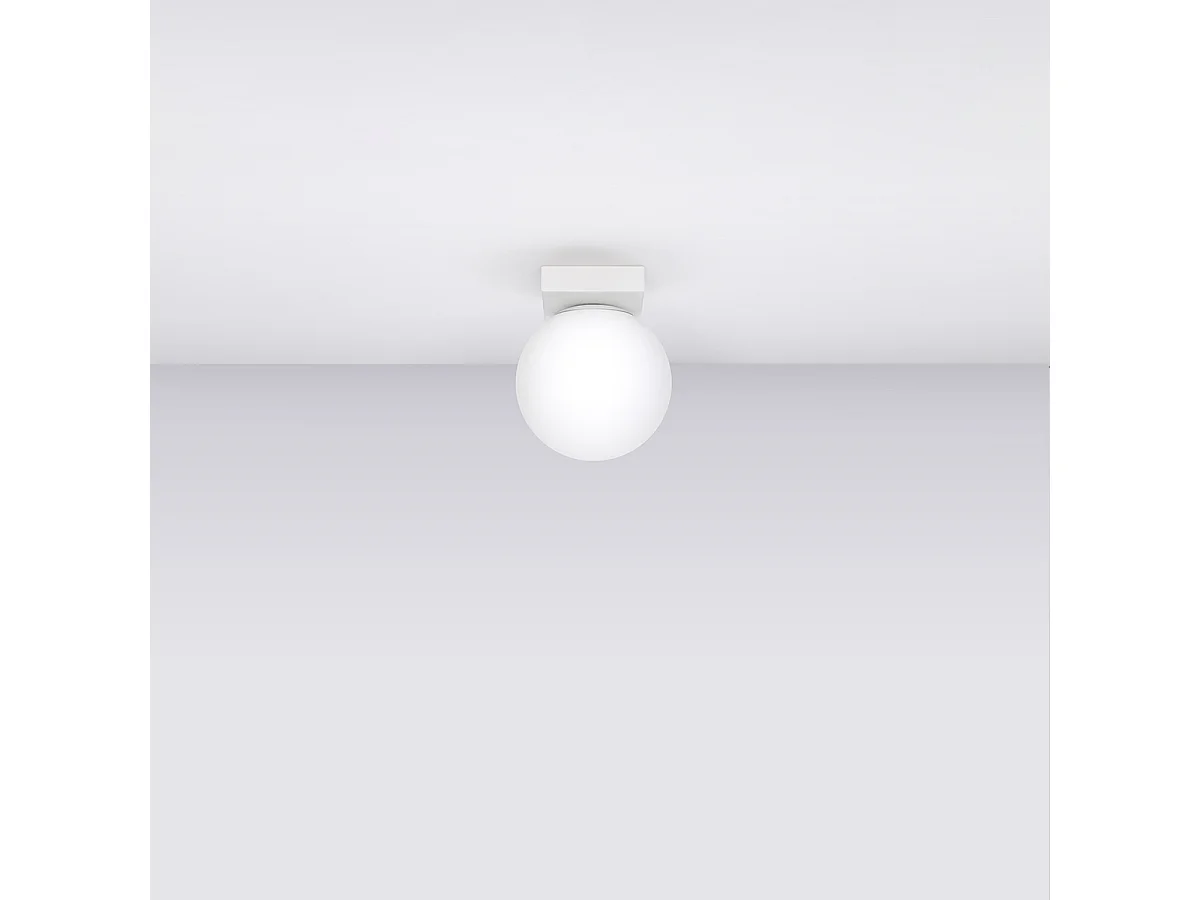 Plafonniers Zynfi moderne en acier/verre - 1 sources lumineuses 4000K - L.12 x H.14,5 cm - blanc