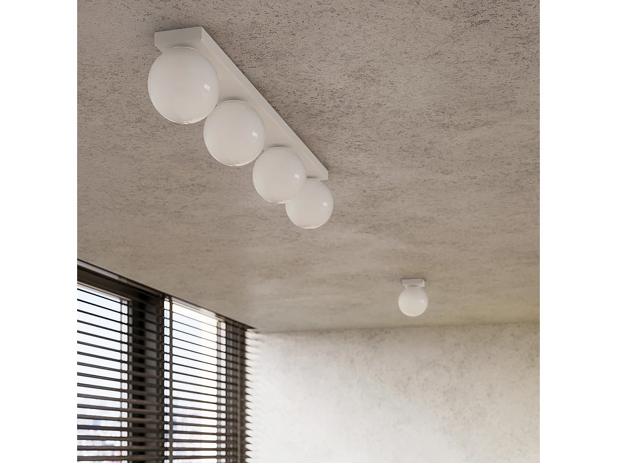 Plafonniers Zynfi moderne en acier/verre - 1 sources lumineuses 4000K - L.12 x H.14,5 cm - blanc