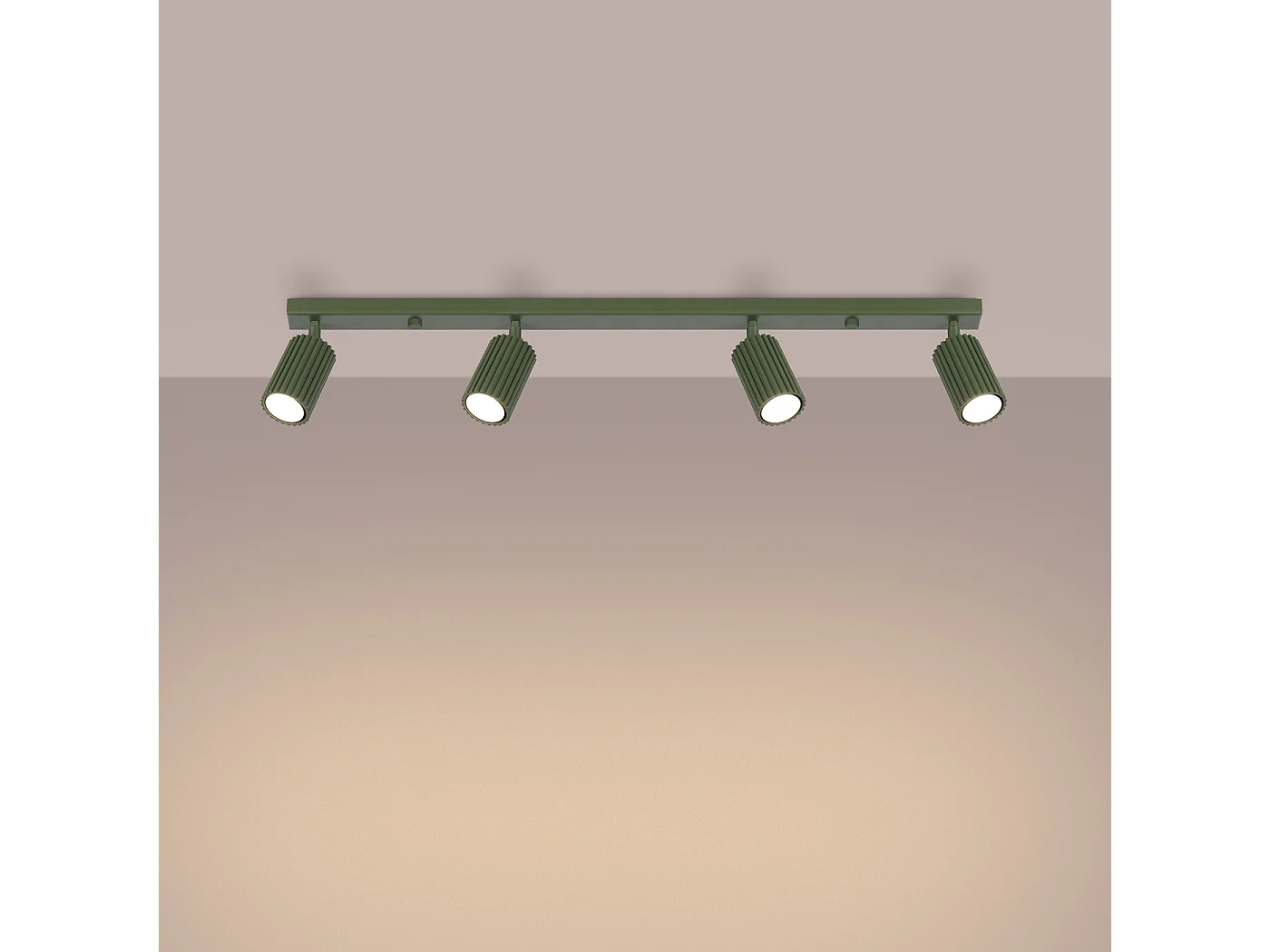 Plafondlamp Gloow minimalistisch van  - 4 lichtbronnen 3000K - L.81 x H.16,5 cm - olijfgroen