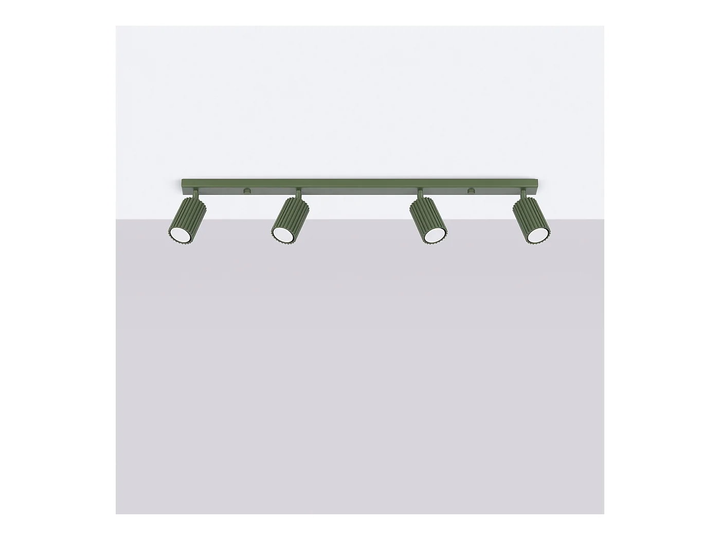 Plafondlamp Gloow minimalistisch van  - 4 lichtbronnen 3000K - L.81 x H.16,5 cm - olijfgroen