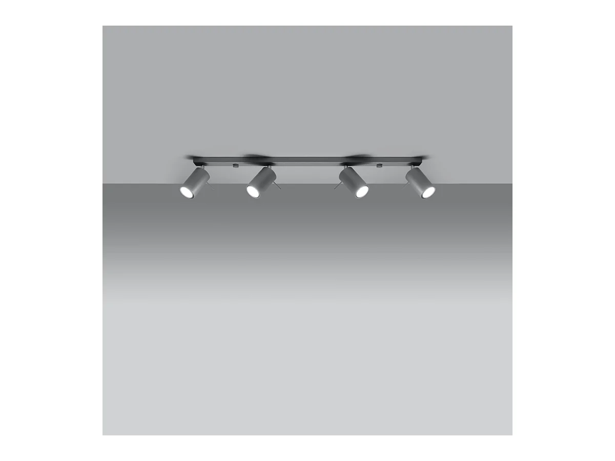 Plafonniers Briix moderne en acier - 4 sources lumineuses 4000K - L.80 x H.16 cm - gris