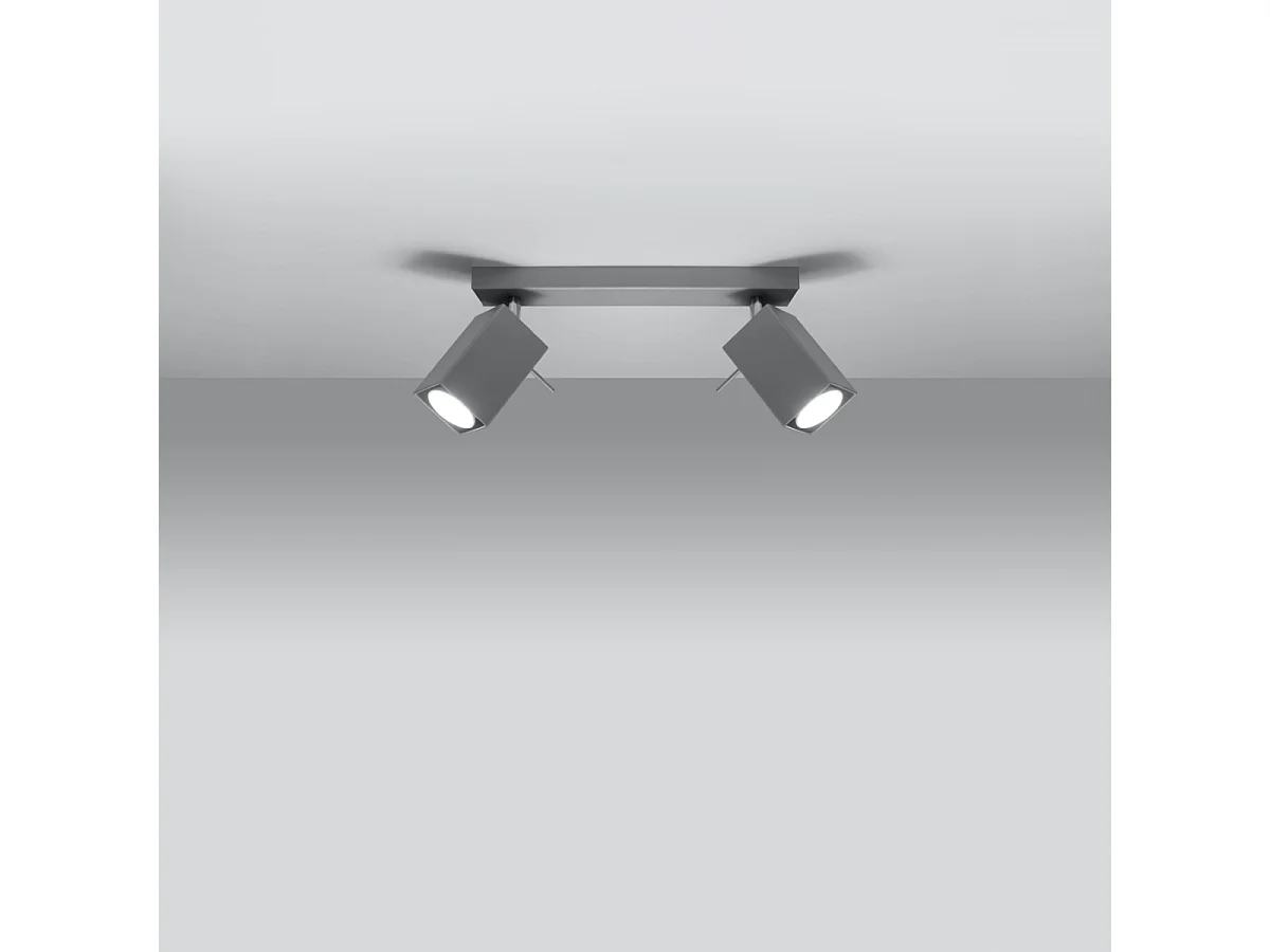 Plafonniers Briow moderne en acier - 2 sources lumineuses 4000K - L.30 x H.16 cm - gris