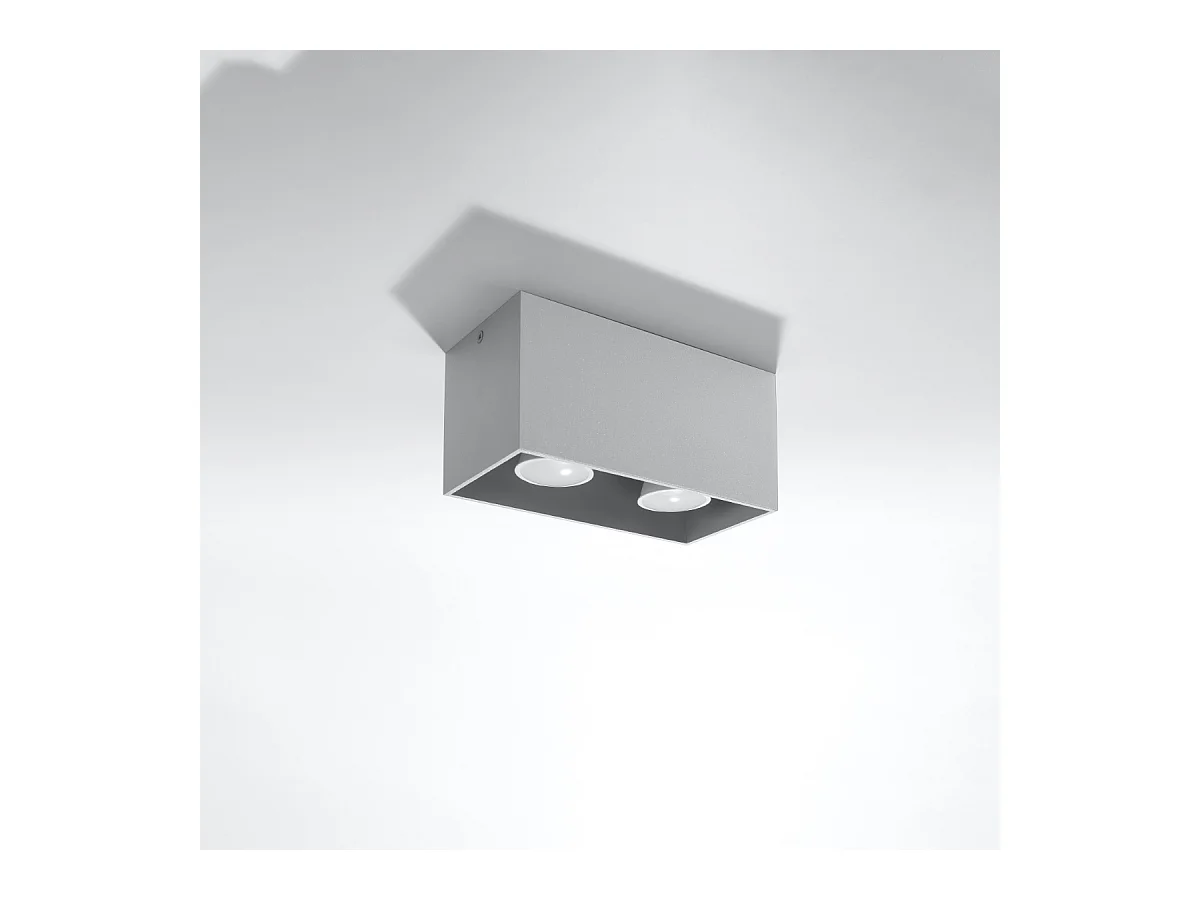 Plafonniers Quadx maxi moderne en aluminium - 2 sources lumineuses 4000K - L.20 x H.10 cm - gris