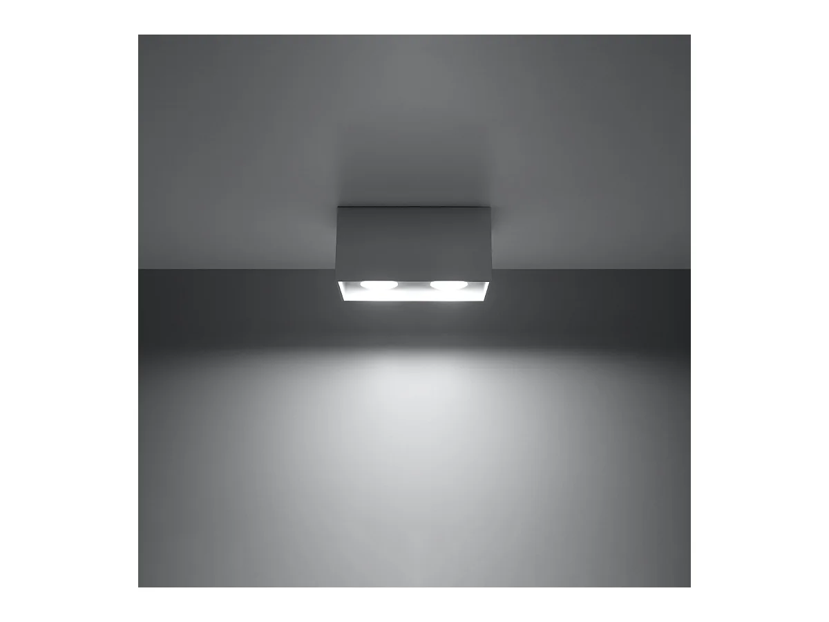 Plafonniers Quadx maxi moderne en aluminium - 2 sources lumineuses 4000K - L.20 x H.10 cm - gris