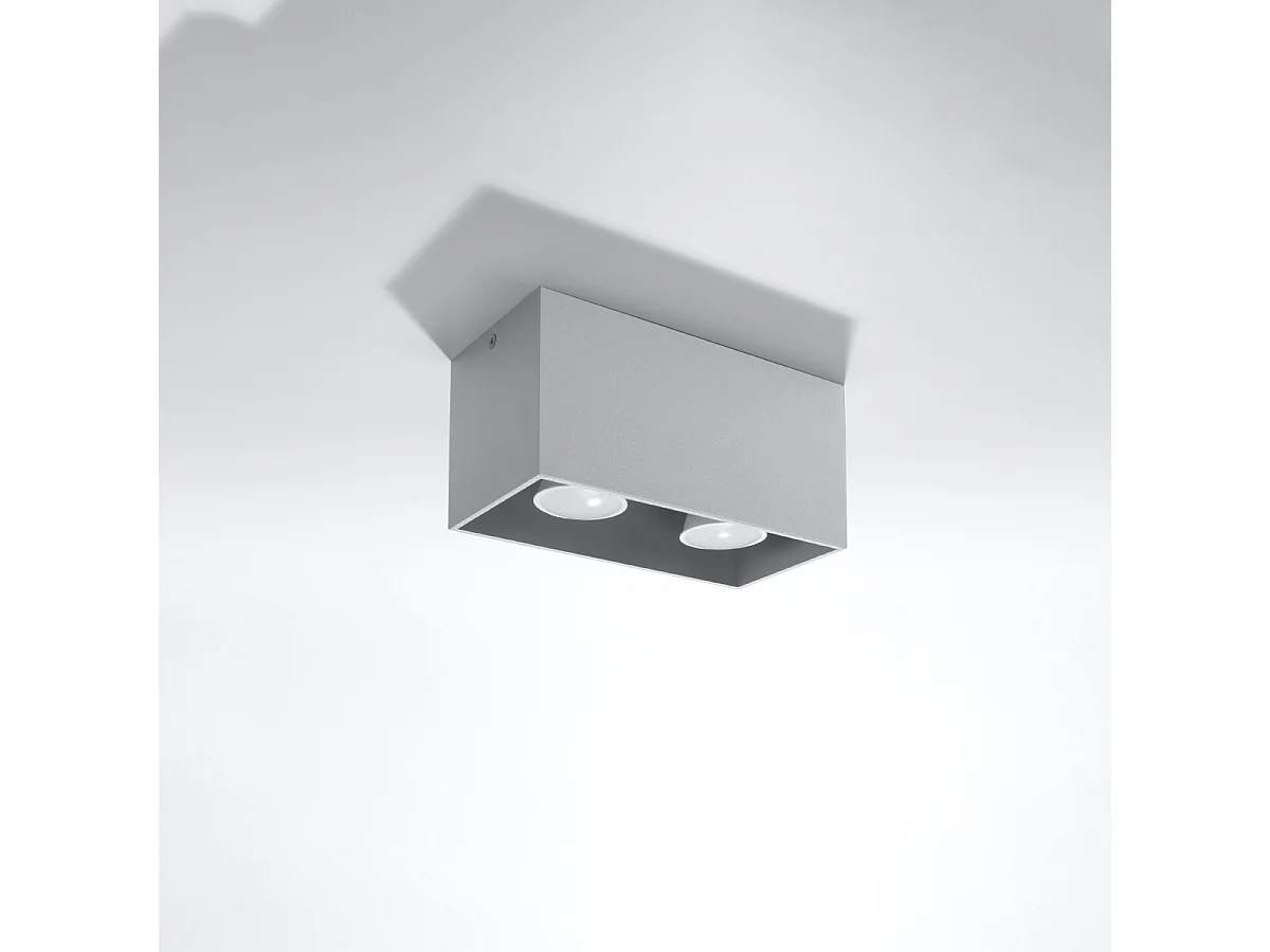 Plafonniers Quadx maxi moderne en aluminium - 2 sources lumineuses 4000K - L.20 x H.10 cm - gris