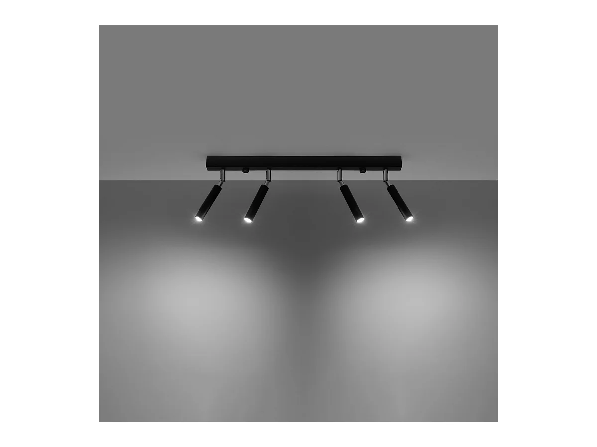 Plafondlampen Astix modern van  - 4 lichtbronnen 4000K - L.60 x H.20 cm - zwart