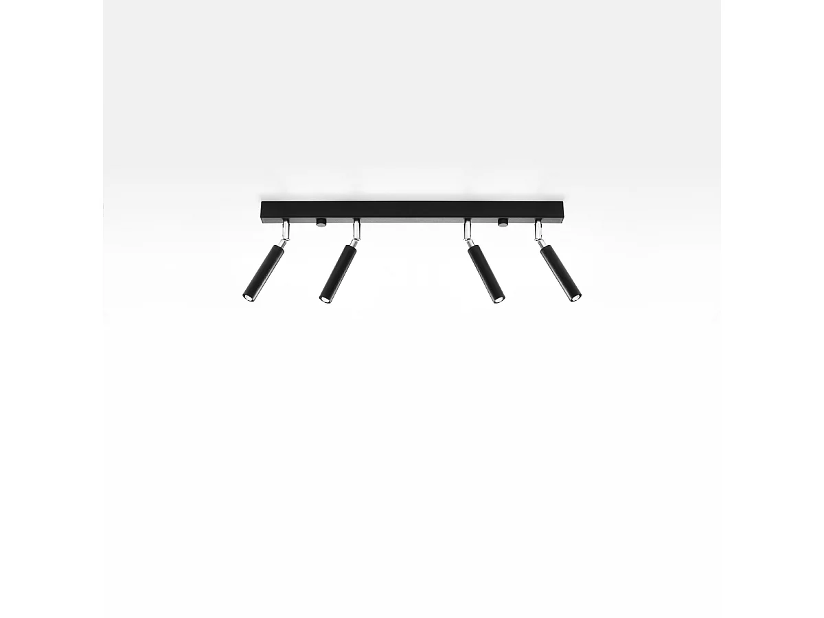 Plafonniers Astix moderne en aluminium - 4 sources lumineuses 4000K - L.60 x H.20 cm - noir