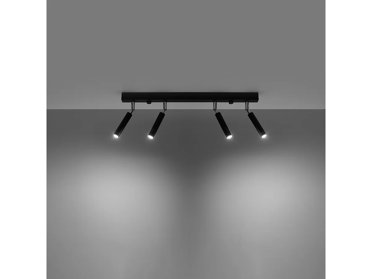 Plafonniers Astix moderne en aluminium - 4 sources lumineuses 4000K - L.60 x H.20 cm - noir