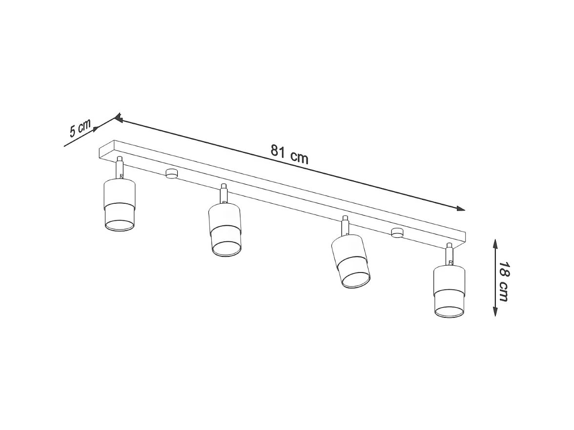 Plafondlampen Alvor modern van  - 4 lichtbronnen 4000K - L.81 x H.18 cm - zwart goud