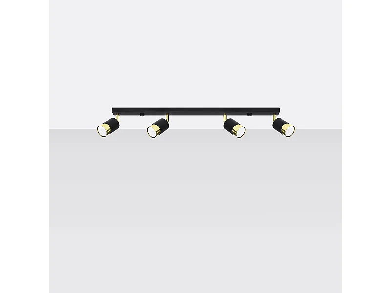 Plafonniers Alvor moderne en acier - 4 sources lumineuses 4000K - L.81 x H.18 cm - or noir