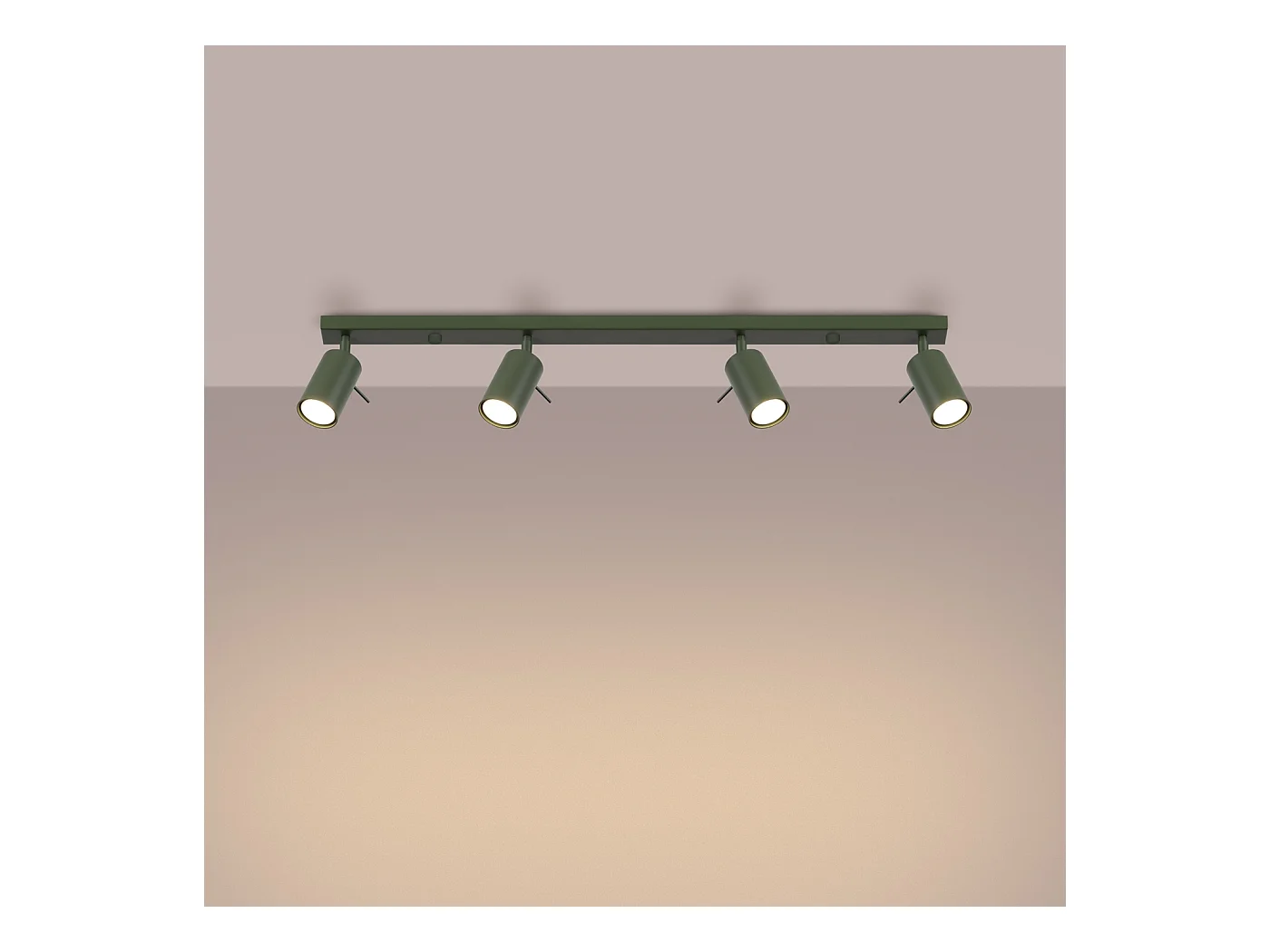 Plafonnier Briix moderne en acier - 4 sources lumineuses 4000K - L.81 x H.17 cm - vert olive
