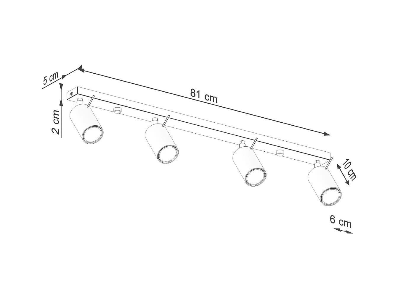 Plafonnier Briix moderne en acier - 4 sources lumineuses 4000K - L.81 x H.17 cm - vert olive