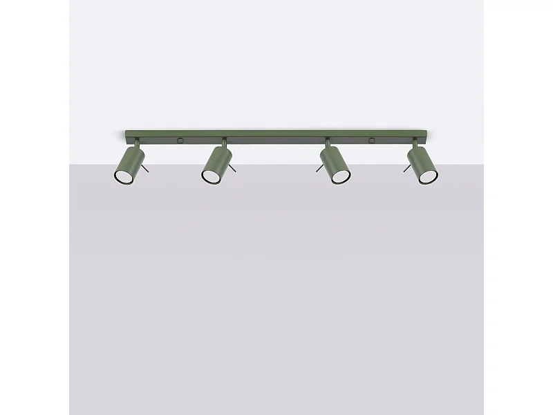 Lámpara de techo Briix moderno de acero - 4 fuentes luminosas 4000K - L.81 x A.17 cm - verde oliva