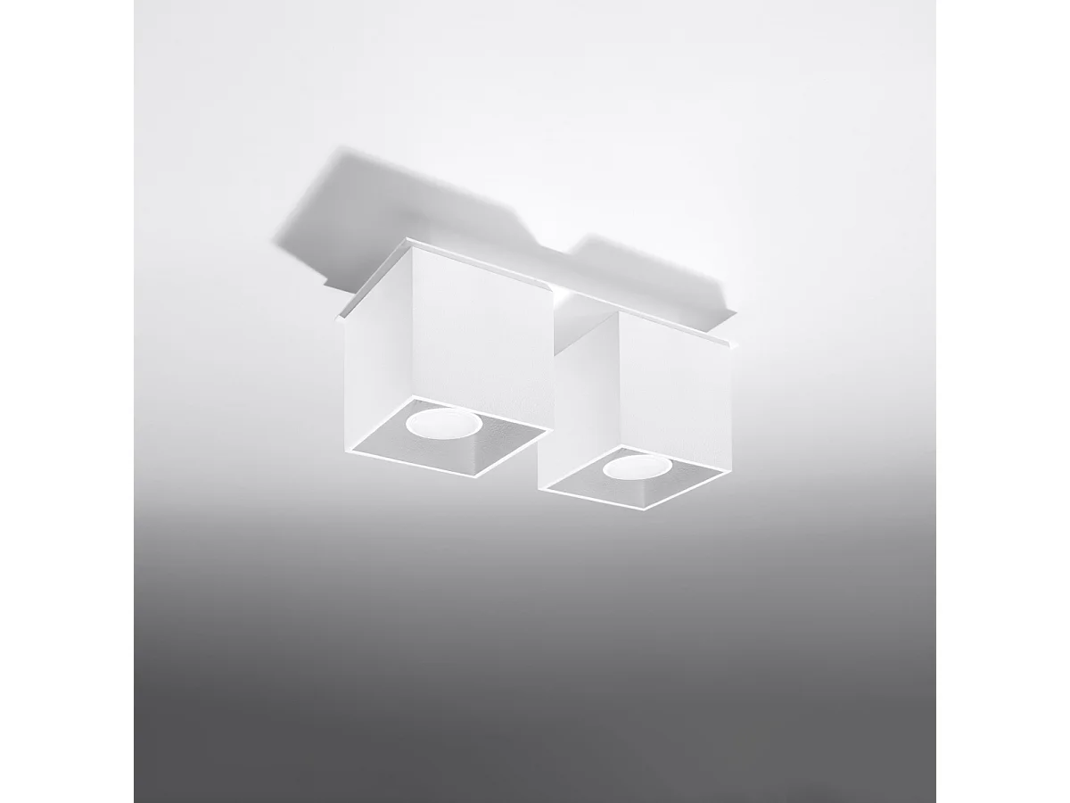 Plafonniers Quadx moderne en aluminium - 2 sources lumineuses 4000K - L.26 x H.12 cm - blanc