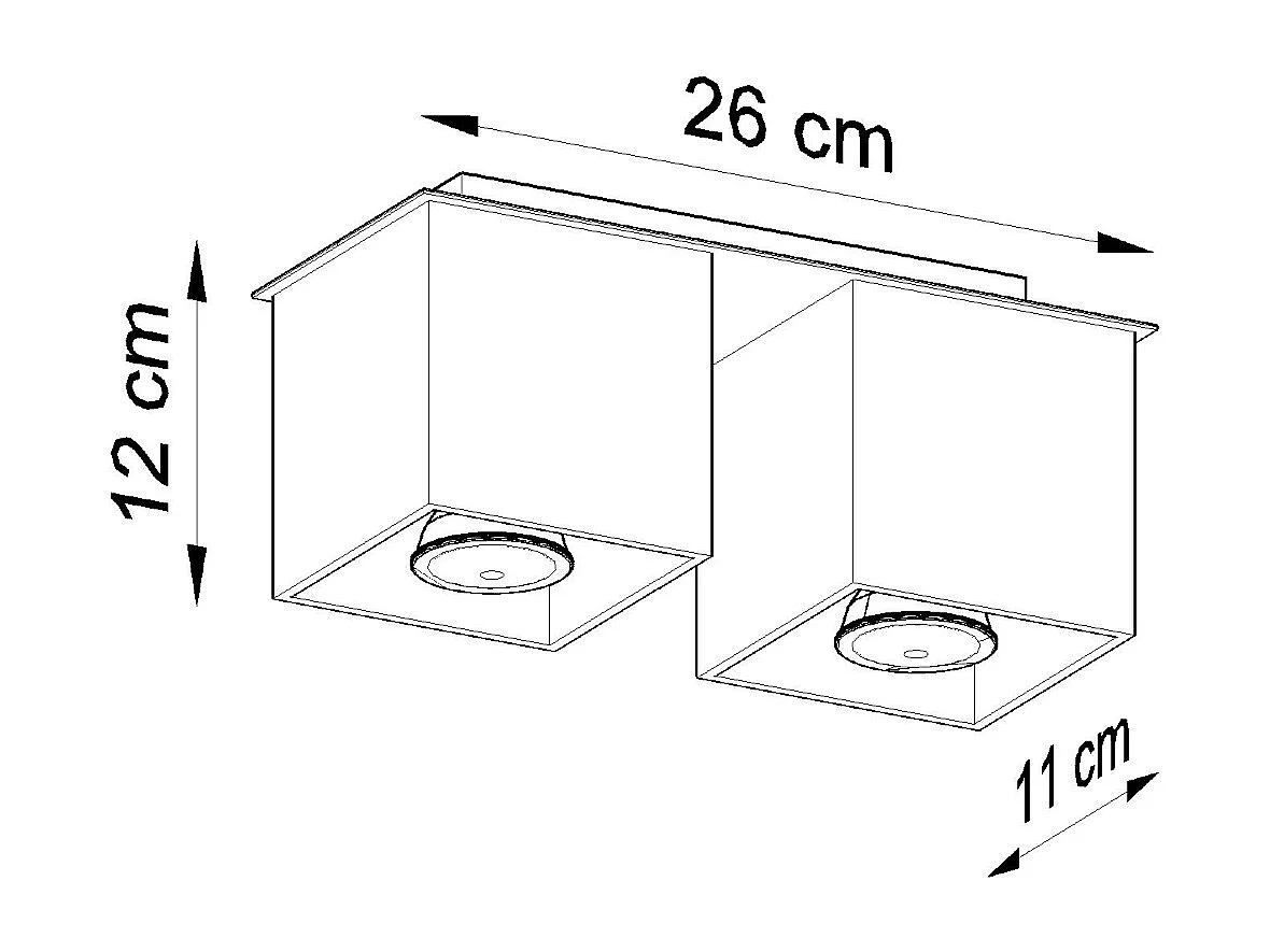 Plafonniers Quadx moderne en aluminium - 2 sources lumineuses 4000K - L.26 x H.12 cm - blanc