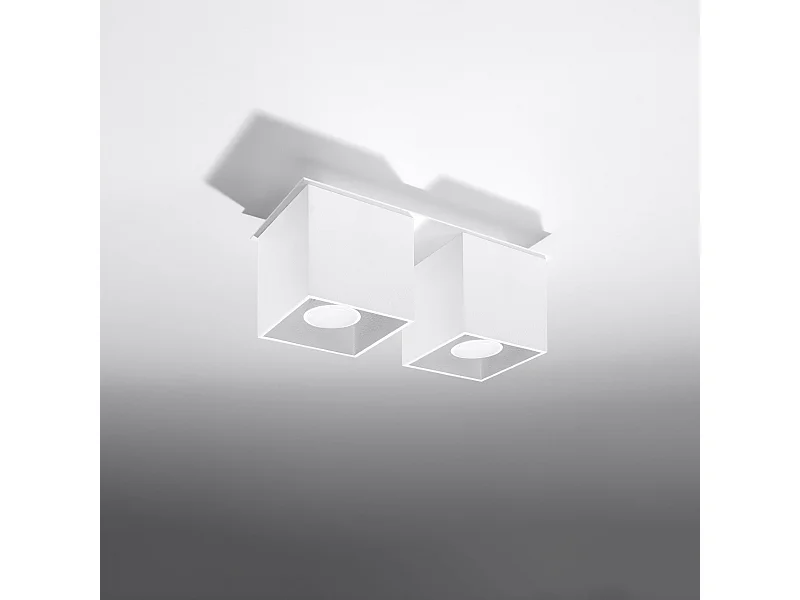 Luminárias de teto Quadx moderno, alumínio - 2 fontes de luz 4000K - L.26 x H.12 cm - branco