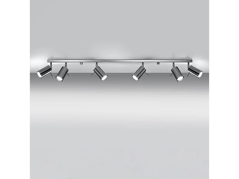 Plafonniers Briix moderne en acier - 6 sources lumineuses 3000K - L.118 x H.16 cm - chrome