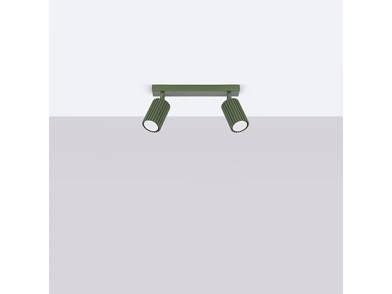 Plafonnier Gloow minimaliste en aluminium - 2 sources lumineuses 4000K - L.30 x H.16,5 cm - vert olive