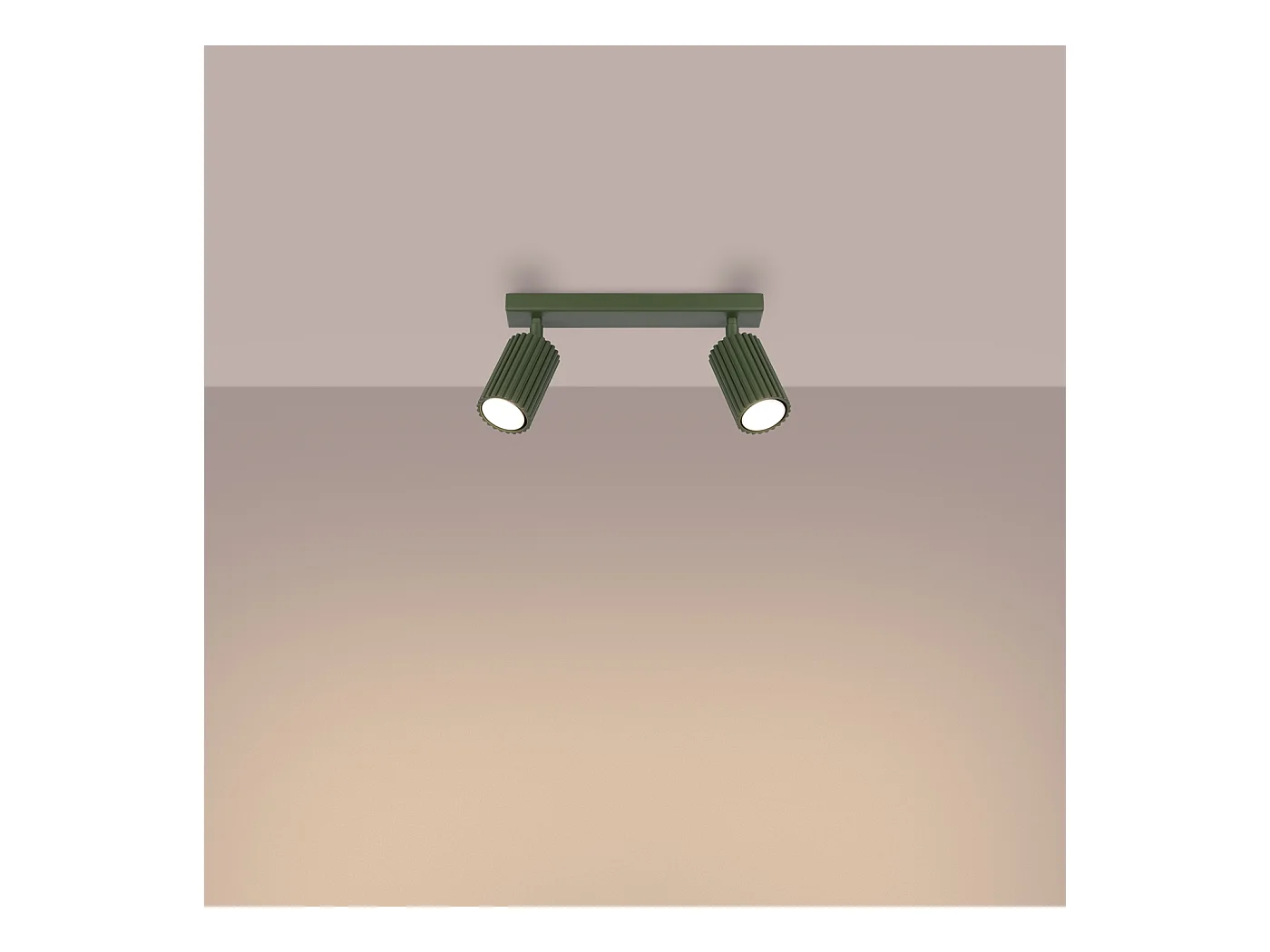 Plafondlamp Gloow minimalistisch van  - 2 lichtbronnen 4000K - L.30 x H.16,5 cm - olijfgroen