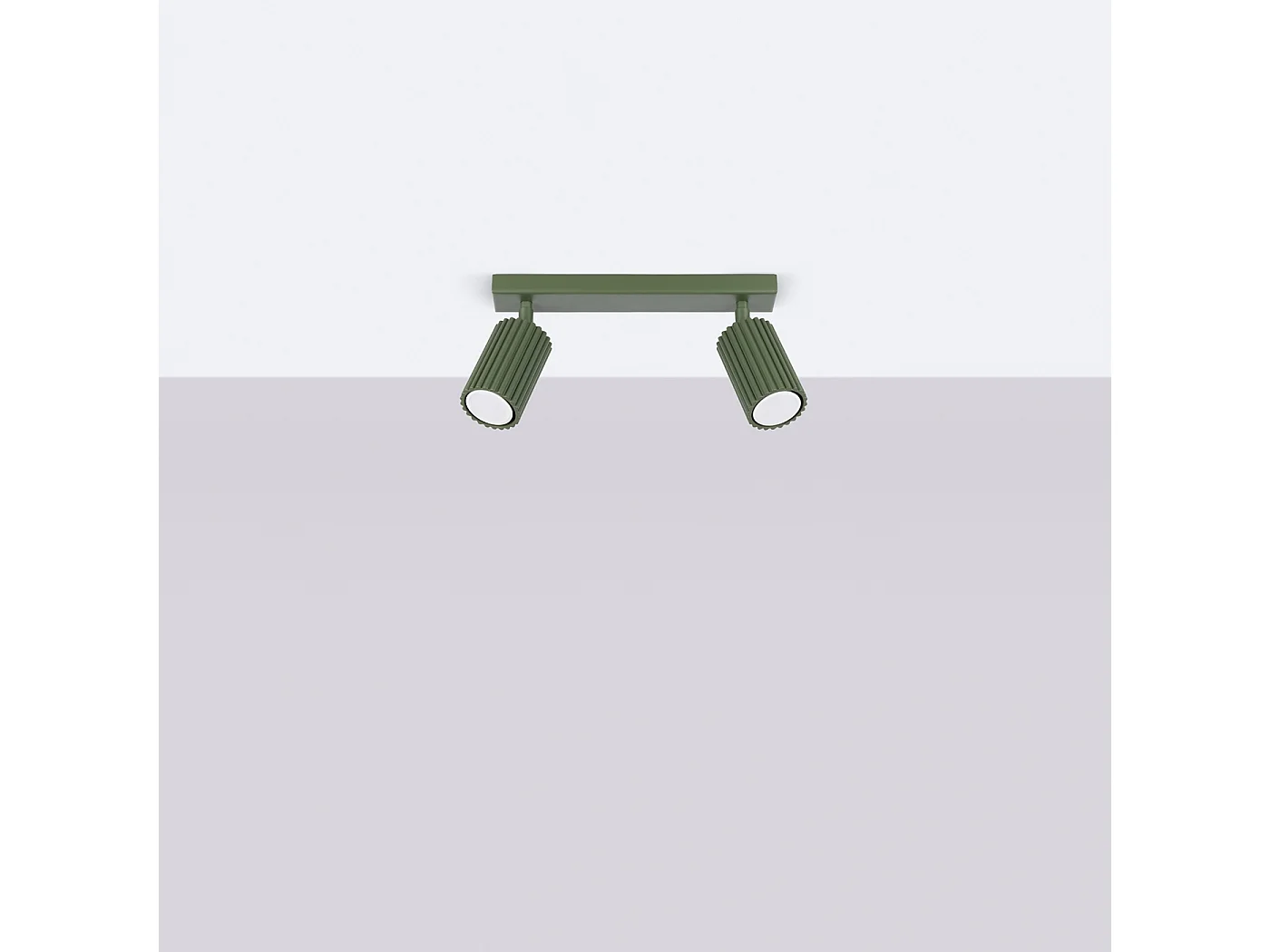 Plafonnier Gloow minimaliste en aluminium - 2 sources lumineuses 4000K - L.30 x H.16,5 cm - vert olive