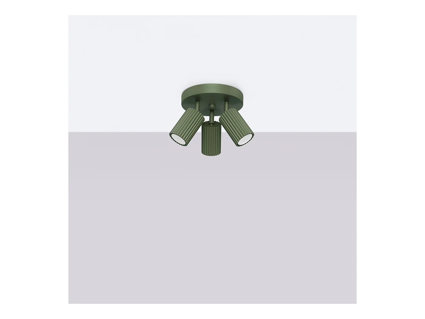 Plafondlamp Gloow minimalistisch van  - 3 lichtbronnen 3000K - L.19,5 x H.18 cm - olijfgroen