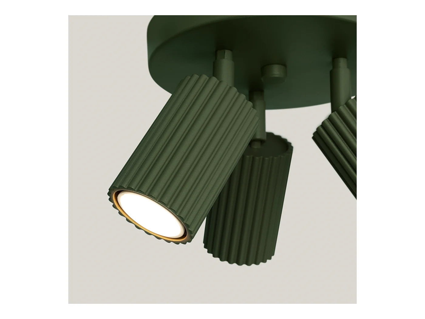 Plafondlamp Gloow minimalistisch van  - 3 lichtbronnen 3000K - L.19,5 x H.18 cm - olijfgroen