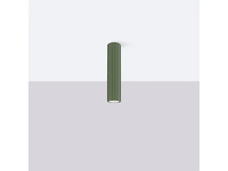 Plafondlamp Gloow minimalistisch van  - 1 lichtbronnen 4000K - L.6,5 x H.30 cm - olijfgroen