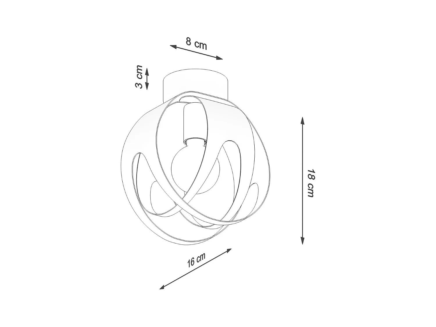 Plafondlampen Novetex modern van  - 1 lichtbronnen 3000K - L.16 x H.21 cm - wit