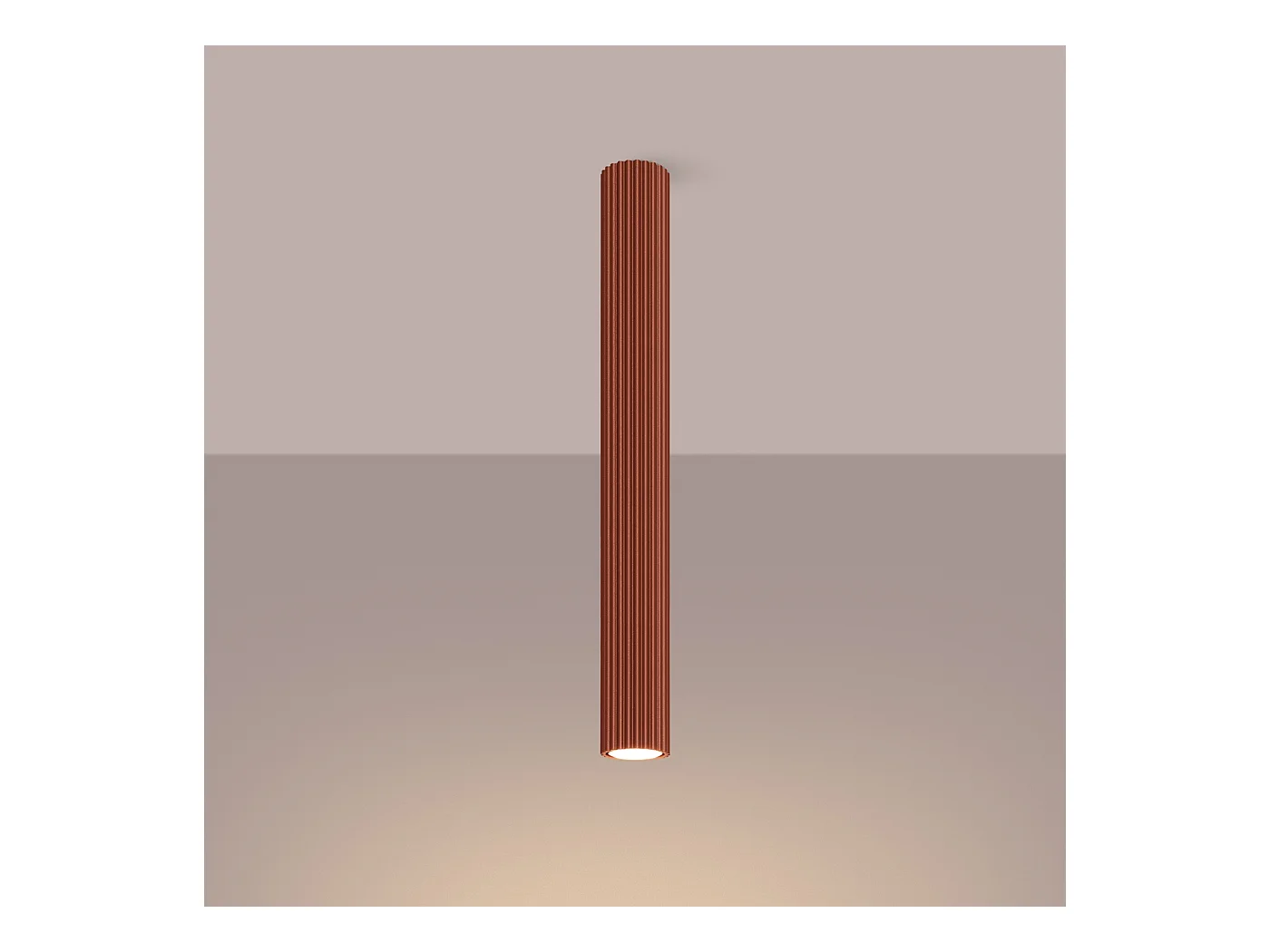 Plafonnier Gloow minimaliste en aluminium - 1 sources lumineuses 4000K - L.6,5 x H.60 cm - ocre rouge