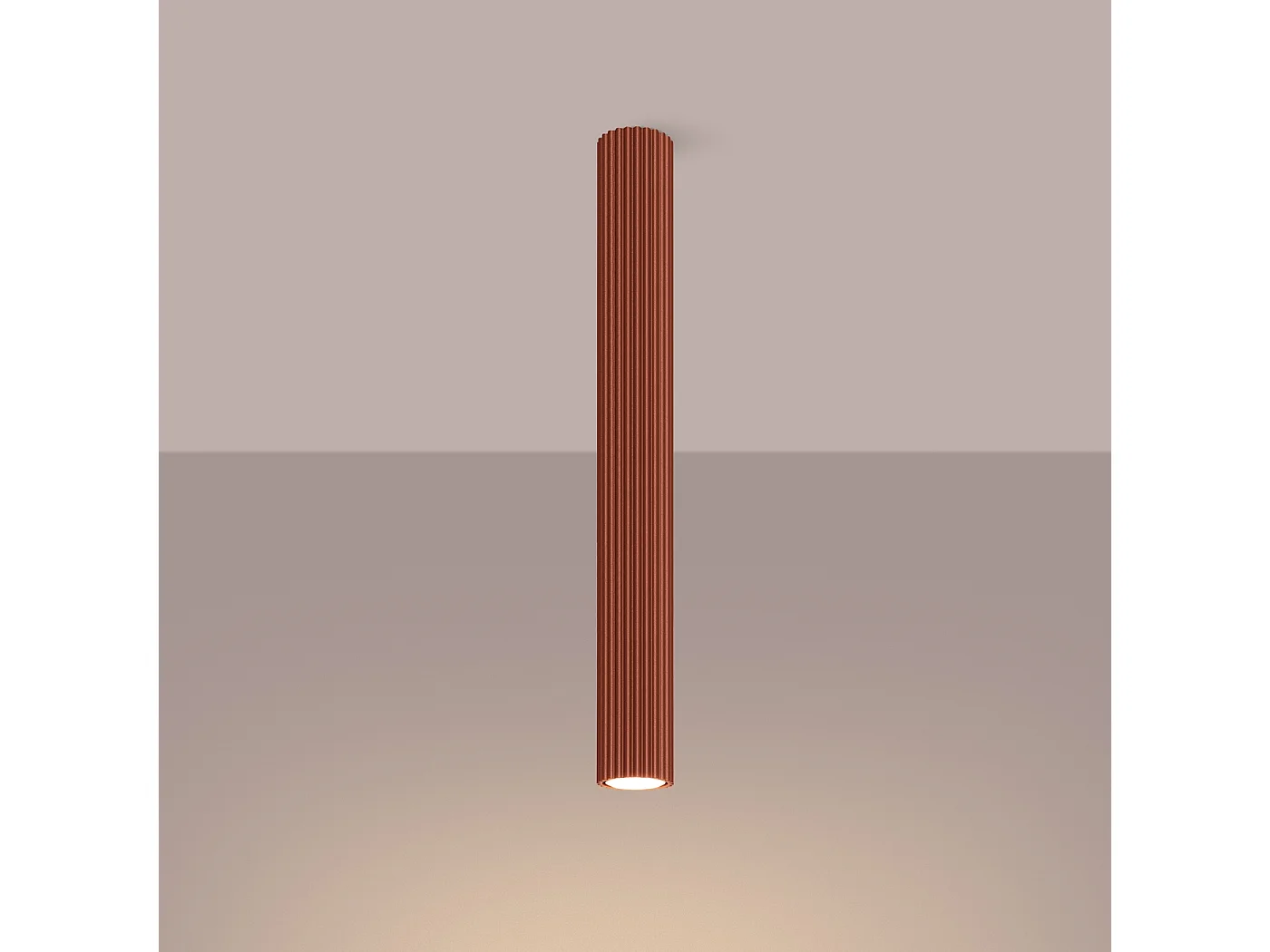 Plafonnier Gloow minimaliste en aluminium - 1 sources lumineuses 4000K - L.6,5 x H.60 cm - ocre rouge