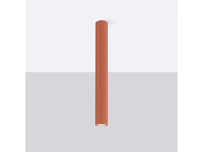 Plafonnier Gloow minimaliste en aluminium - 1 sources lumineuses 4000K - L.6,5 x H.60 cm - ocre rouge