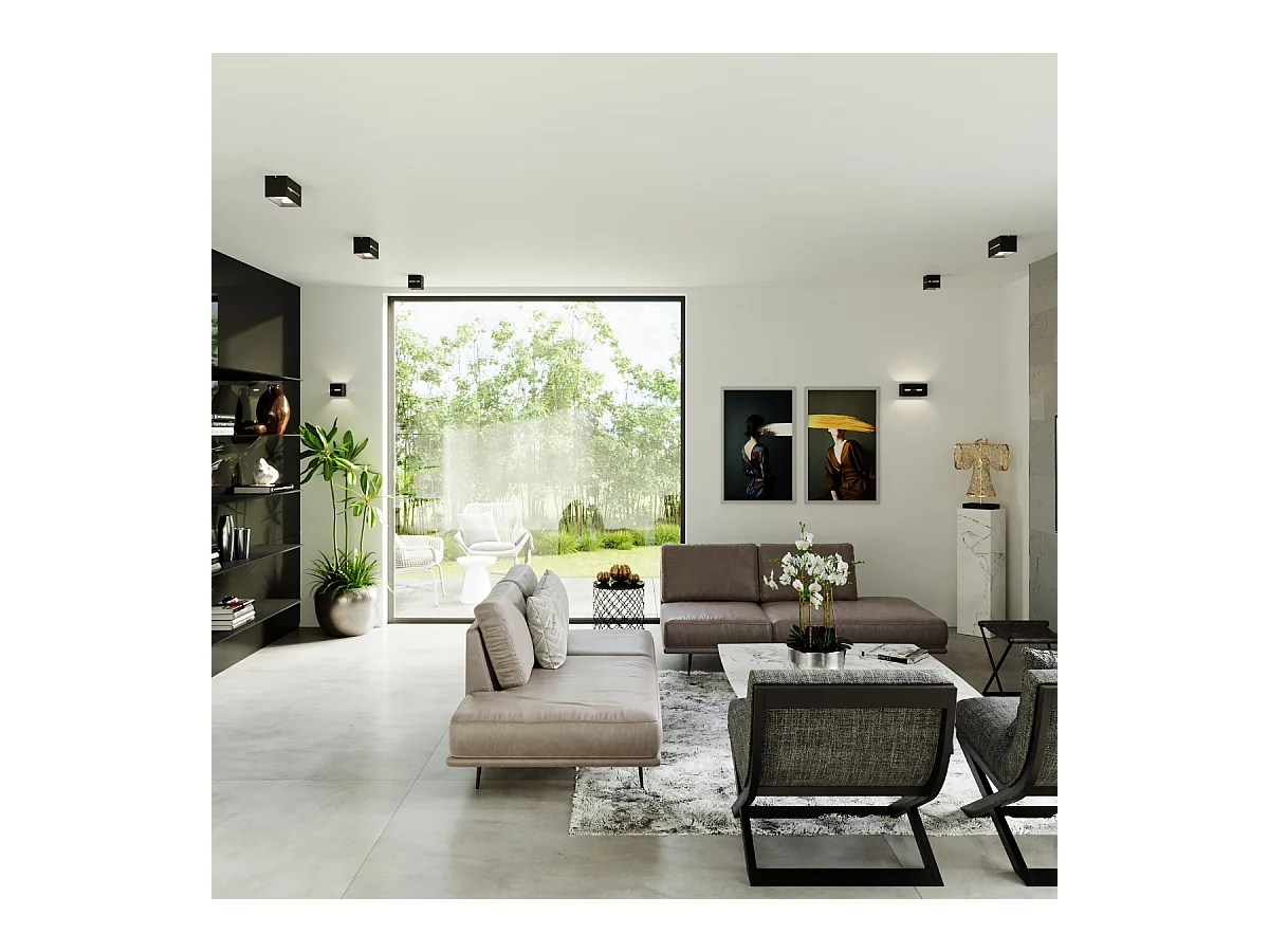 Plafonniers Zorbo maxi moderne en aluminium - 2 sources lumineuses 3000K - L.20 x H.10 cm - noir