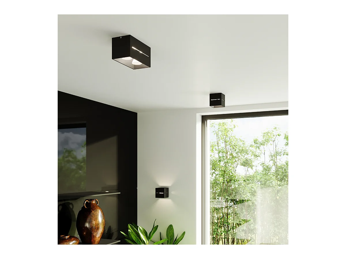 Plafonniers Zorbo maxi moderne en aluminium - 2 sources lumineuses 3000K - L.20 x H.10 cm - noir