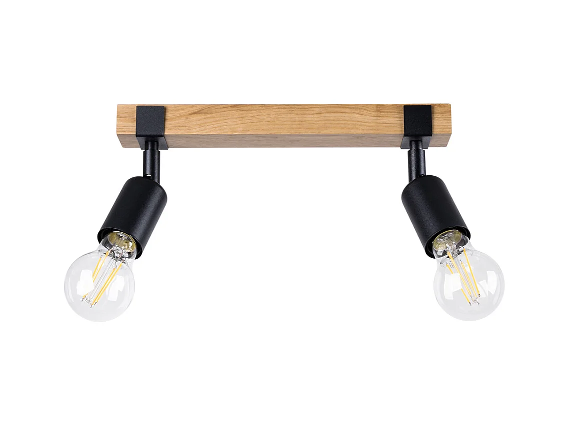 Plafondlampen Shad modern van  - 2 lichtbronnen 4000K - L.38 x H.14 cm - zwart hout