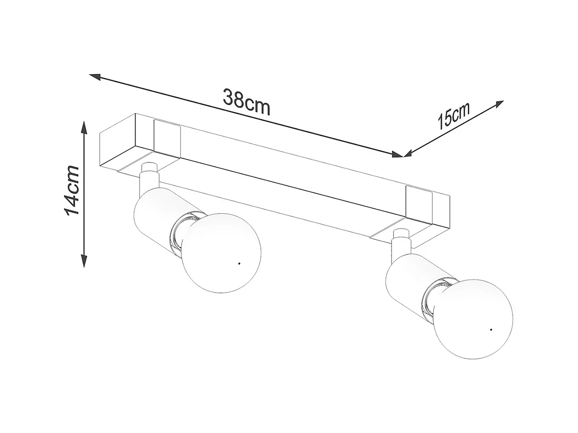 Plafondlampen Shad modern van  - 2 lichtbronnen 4000K - L.38 x H.14 cm - zwart hout