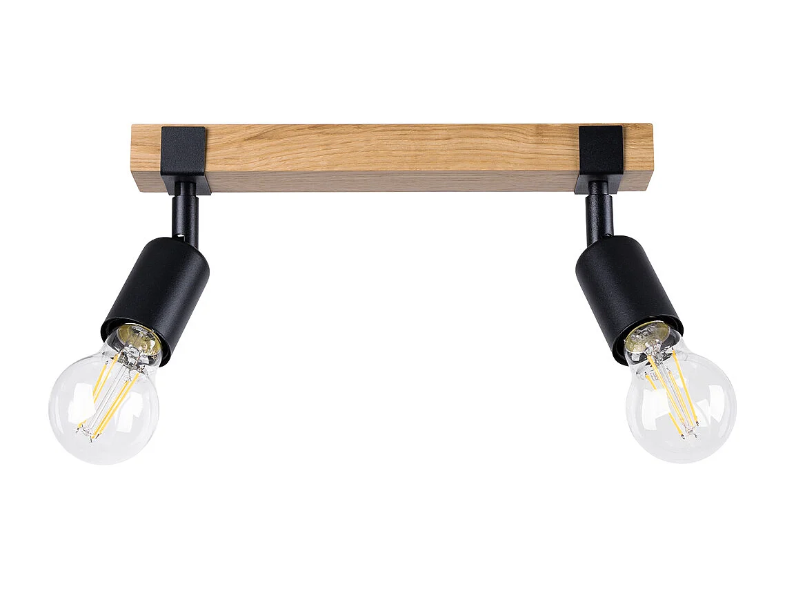 Plafonniers Shad moderne en acier/bois - 2 sources lumineuses 4000K - L.38 x H.14 cm - bois noir