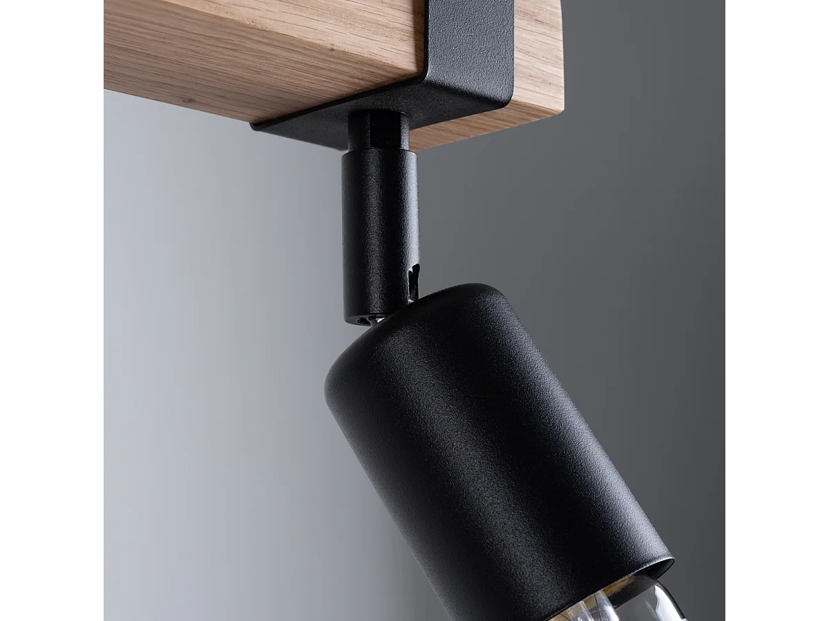 Plafonniers Shad moderne en acier/bois - 2 sources lumineuses 4000K - L.38 x H.14 cm - bois noir