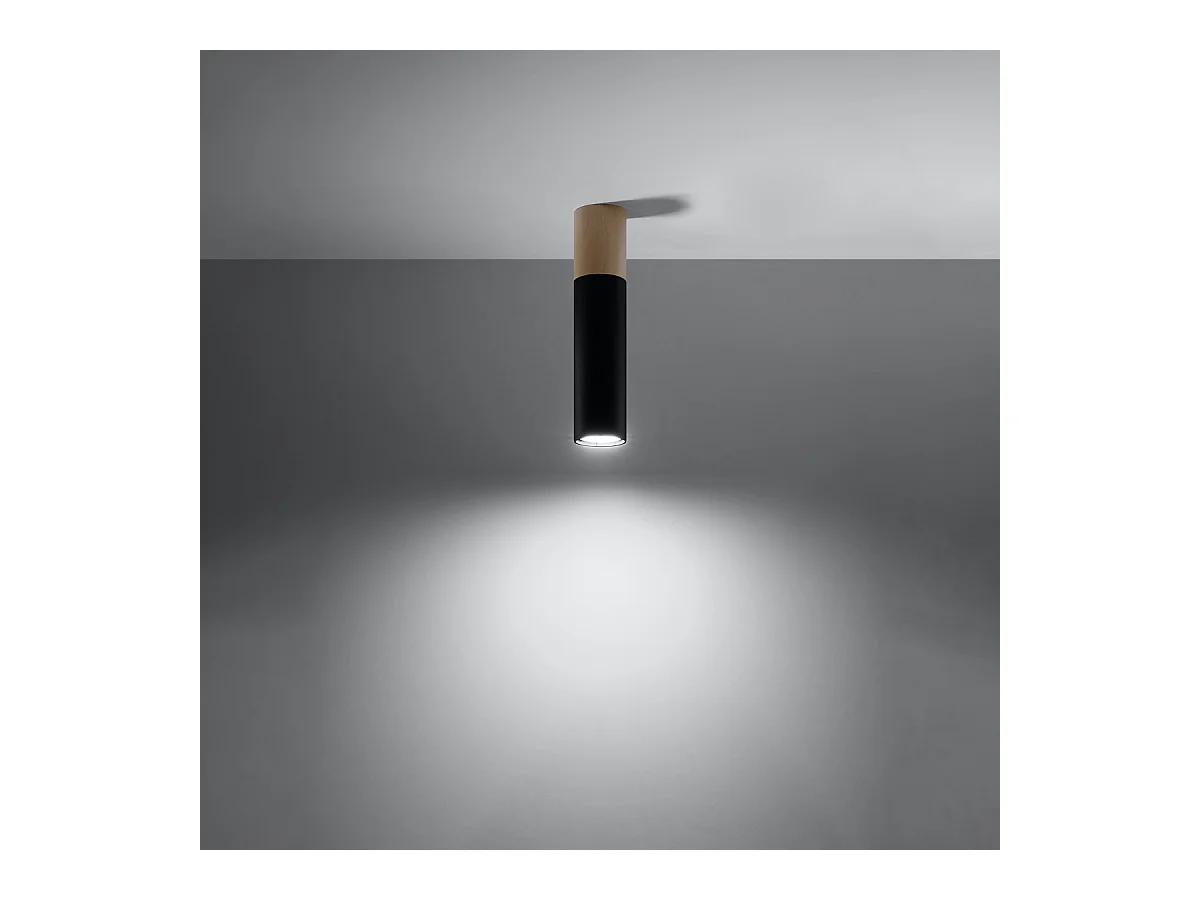 Plafondlampen Poblano modern van  - 1 lichtbronnen 4000K - L.6 x H.30 cm - natuurlijk hout/zwart