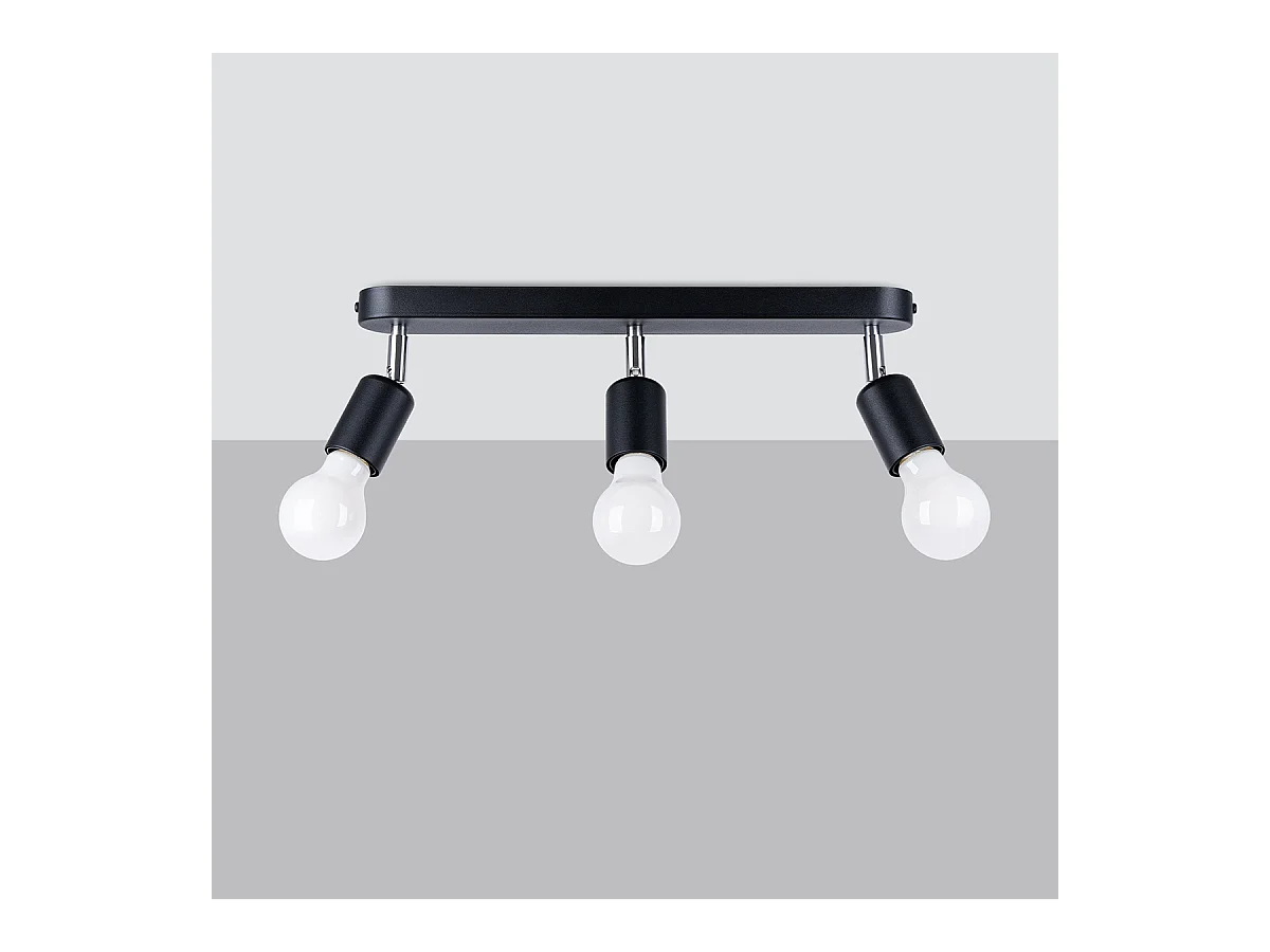 Plafondlampen Synfex minimalistisch van  - 3 lichtbronnen 4000K - L.40 x H.13,5 cm - zwart
