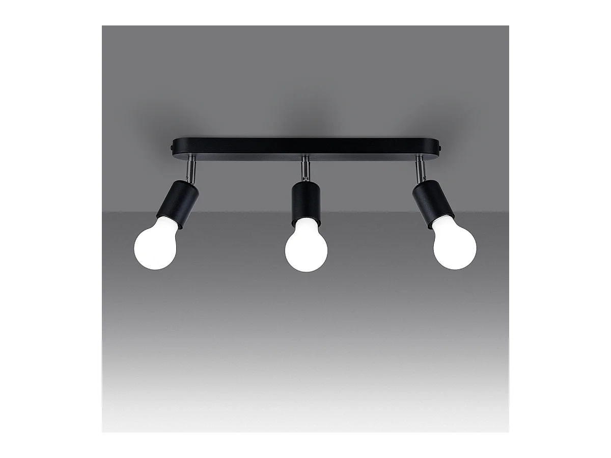 Plafondlampen Synfex minimalistisch van  - 3 lichtbronnen 4000K - L.40 x H.13,5 cm - zwart