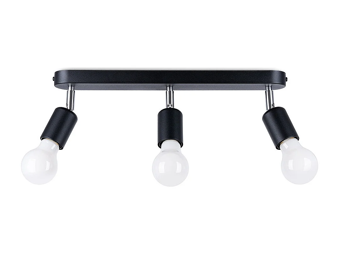 Plafonniers Synfex minimaliste en acier - 3 sources lumineuses 4000K - L.40 x H.13,5 cm - noir