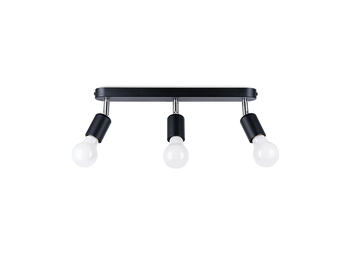 Lampade da soffitto Synfex minimalista di acciaio - 3 sorgenti luminose 4000K - L.40 x A.13,5 cm - nero