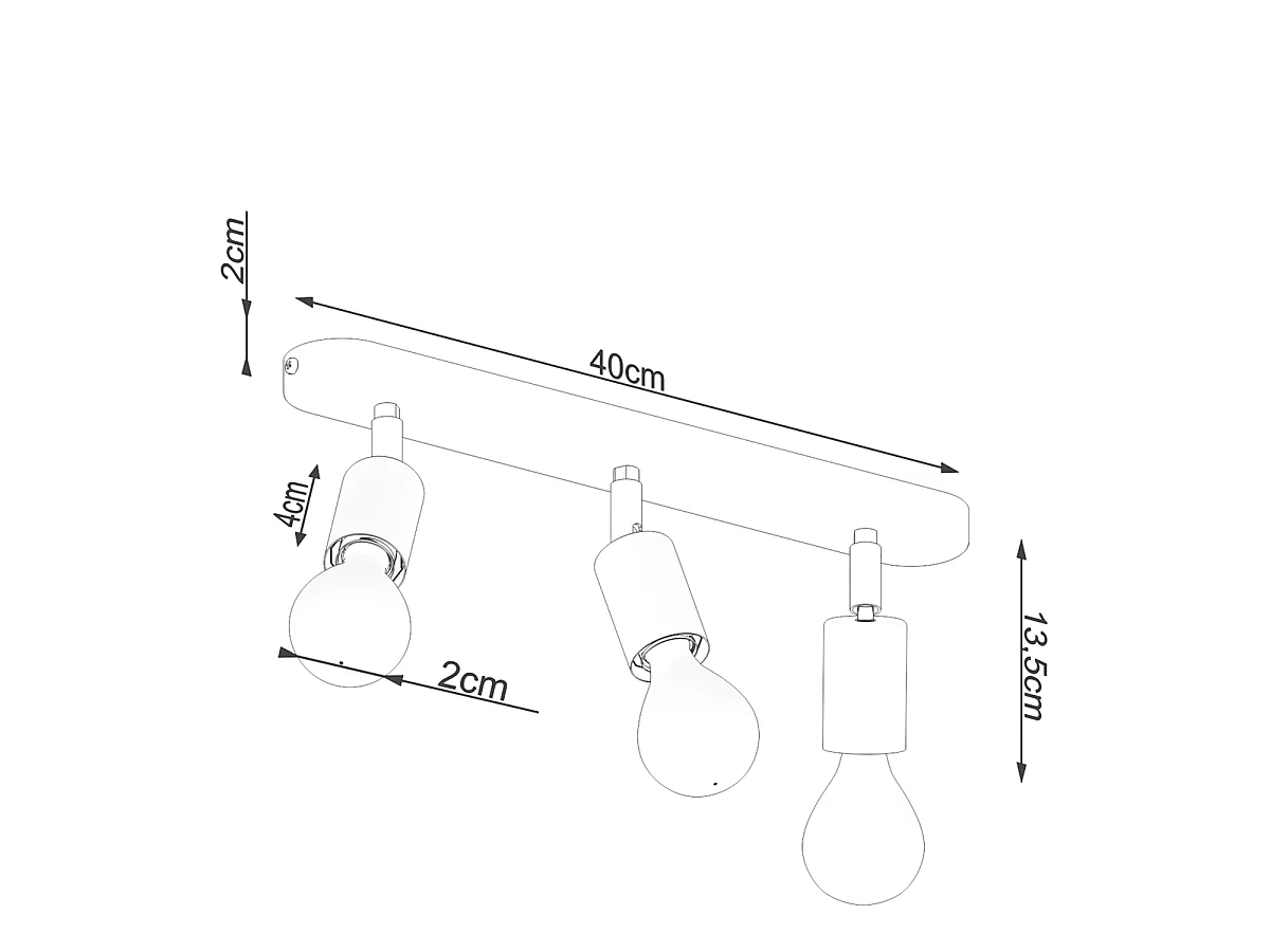 Lampade da soffitto Synfex minimalista di acciaio - 3 sorgenti luminose 4000K - L.40 x A.13,5 cm - nero