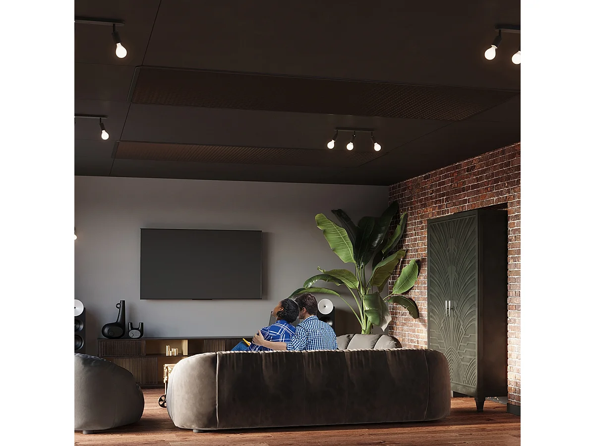 Lampade da soffitto Synfex minimalista di acciaio - 3 sorgenti luminose 4000K - L.40 x A.13,5 cm - nero
